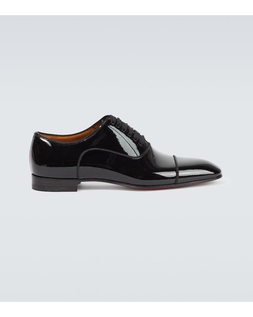 Christian Louboutin Black Greggo Patent Leather Oxford Shoes for men