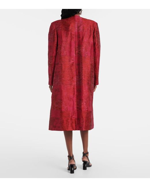 Dries Van Noten Red Cotton-Blend Jacquard Coat