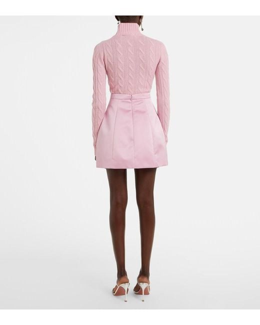 Blumarine Pink Duchesse High-Rise Satin Miniskirt
