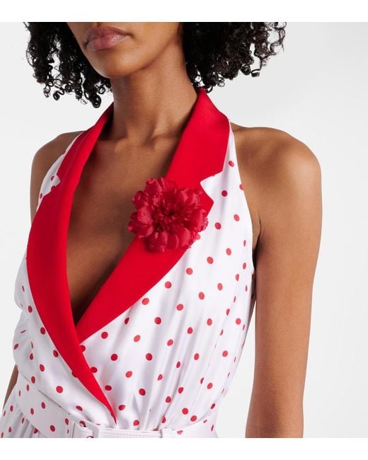Rodarte Pink Polka-Dot Belted Silk Twill Midi Dress