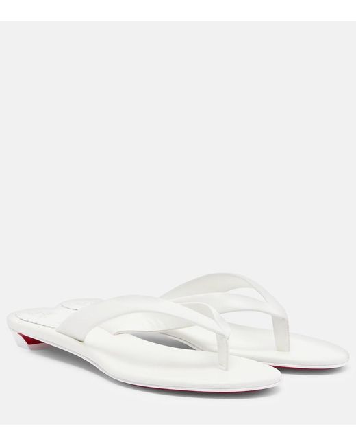 Christian Louboutin White Miss Z Leather Thong Sandals