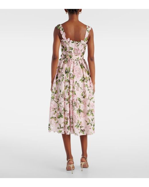 Oscar de la Renta White Floral Guipure Cocktail Dress