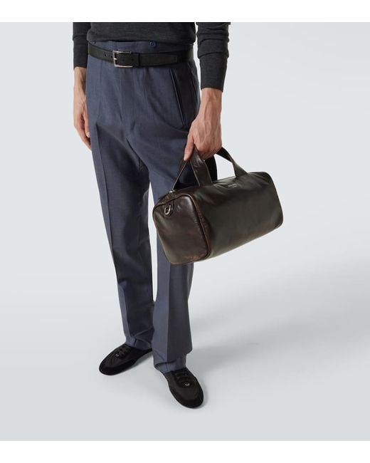 Prada Black Small Leather Duffel Bag for men