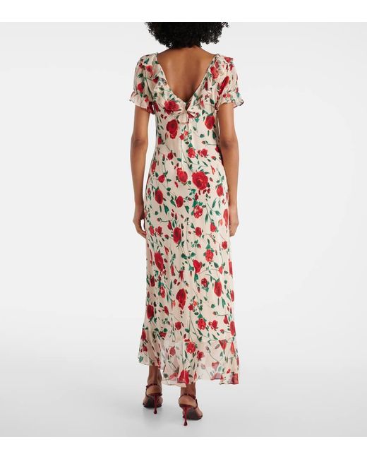 Rixo White Maxikleid Clementina Aus Seide