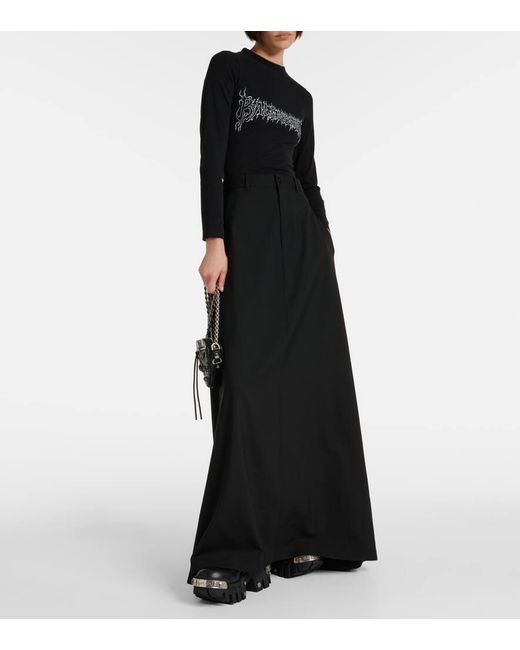 Pantaloni oversize in lana di Balenciaga in Black