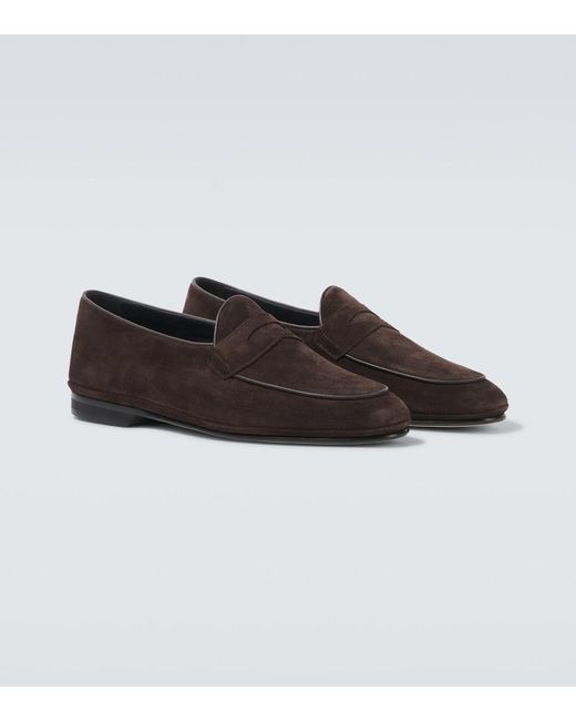 Rubinacci Brown Suede Loafers for men