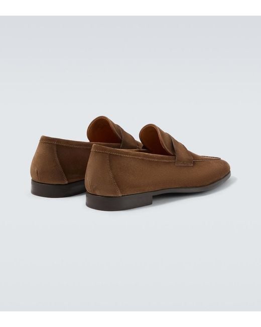 Magnanni Shoes Brown Diezma Suede Penny Loafers for men