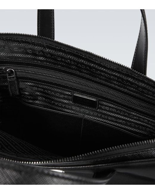 Prada Black Re-Nylon Leather-Trimmed Briefcase for men