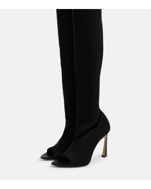 Victoria Beckham Black Peep Toe Over-the-knee Boots