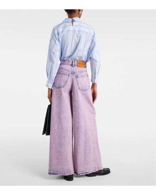 Jeans A Vita Alta E Gamba Larga di Marni in Purple