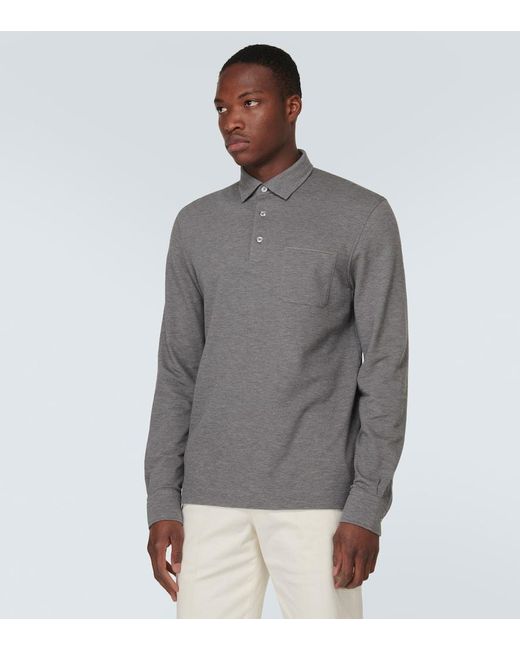 Zegna Gray Cotton Polo Shirt for men