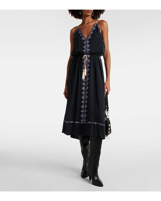 Isabel Marant Blue Siana Halterneck Cotton Midi Dress