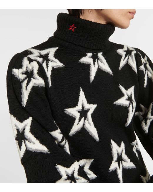 Perfect Moment Black Star Dust Wool Turtleneck Sweater