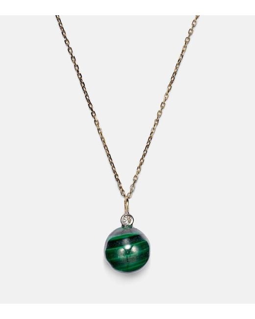Mateo White 14Kt Dot Necklace With Malachite And Diamond