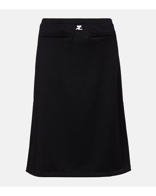Courreges Black Interlock Tracksuit Midi Skirt