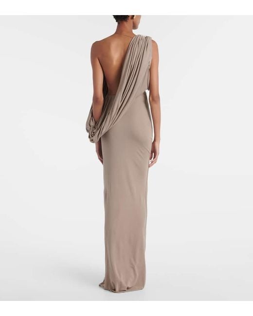 Christopher Esber Natural Aiba Draped One-Shoulder Jersey Gown