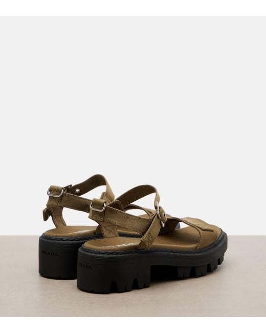 Prada Black Canvas Sandals