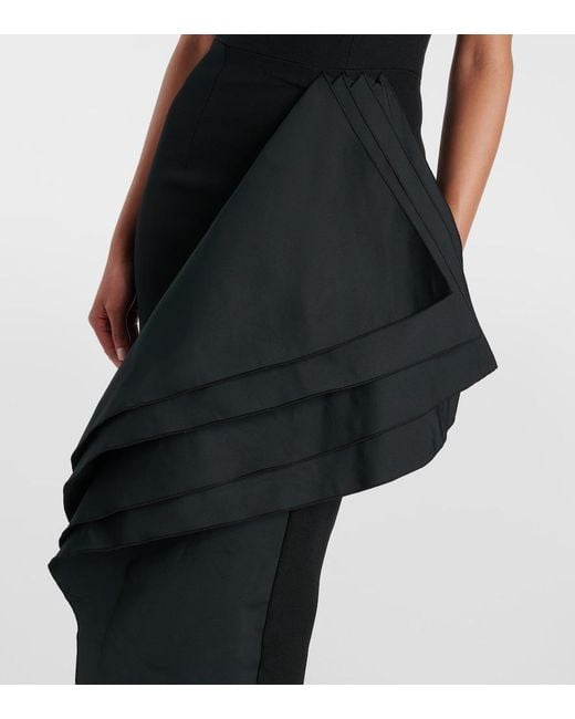 Safiyaa Black Bree Draped Midi Dress