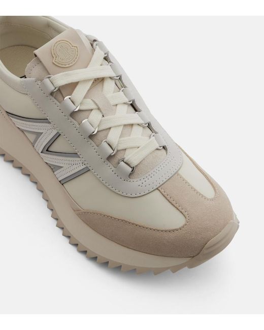 Moncler White Pacey2 Suede-Trimmed Sneakers
