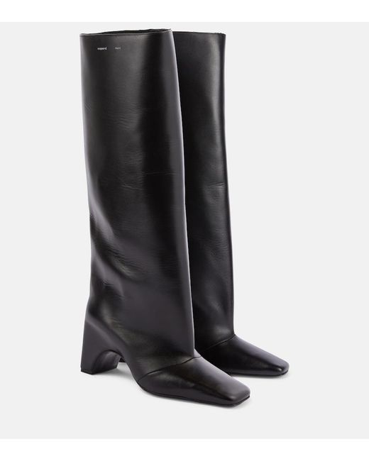 Coperni Black Bridge Leather Knee-High Boots