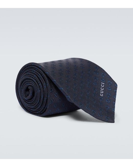 Gucci Blue Horsebit Silk Tie for men