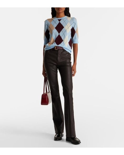 FRAME Black Reboot Crop Leather Bootcut Pants