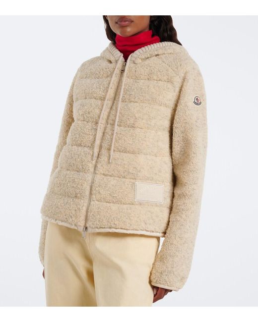 Moncler Natural Hooded Boucle Down Jacket