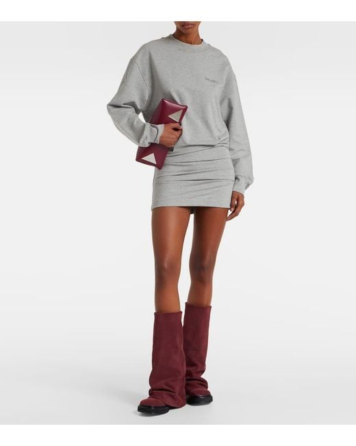 The Attico Gray Cotton-Blend Jersey Sweatshirt Dress