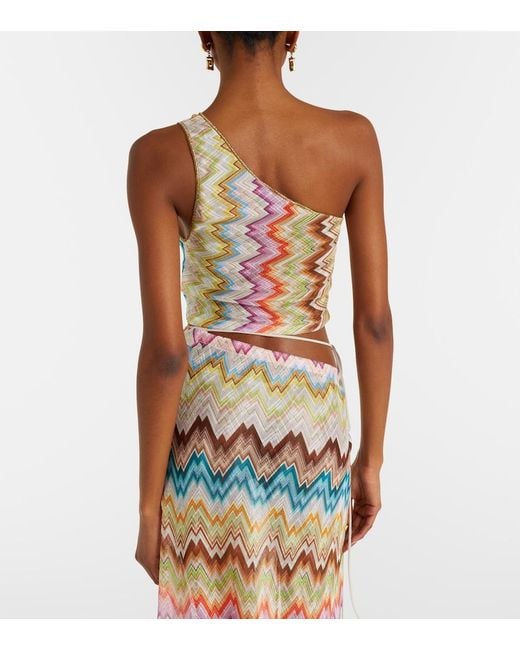 Missoni Multicolor Zigzag One-Shoulder Crop Top