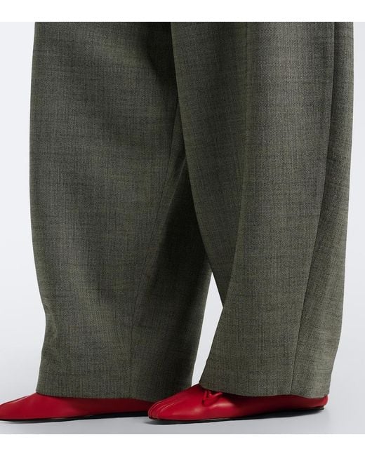 Magda Butrym Gray Herringbone Wool-Blend Barrel-Leg Pants
