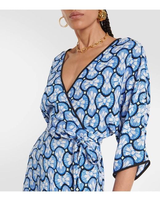 Abito Lungo Eloise Con Scollo A V di Diane von Furstenberg in Blue
