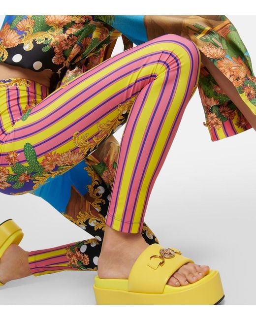 Versace Blue Medusa Palm Springs Leggings
