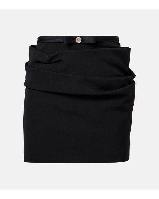 Minifalda De Gabardina De Lana Virgen Versace de color Black