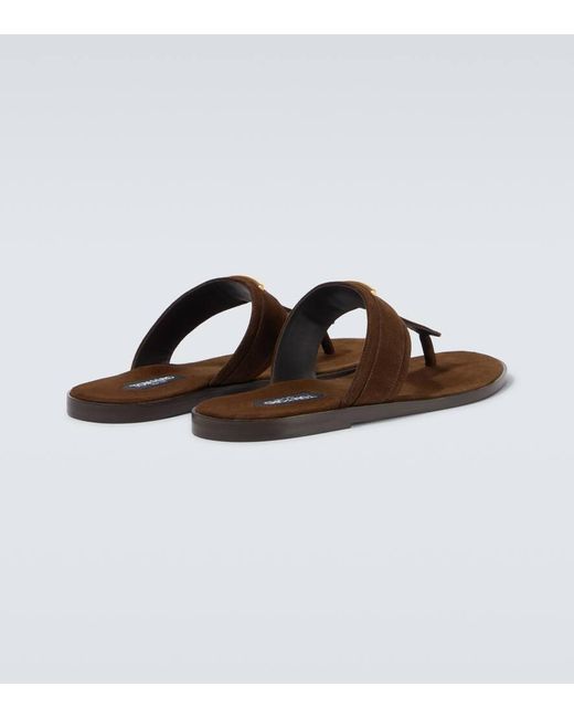 Tom Ford Brown Brighton Tf Suede Thong Sandals for men