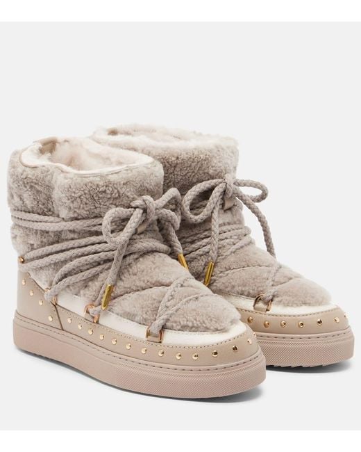 Inuikii Natural Schneestiefel Curly Rock Aus Leder Mit Shearling