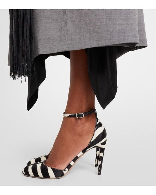 Ferragamo Metallic Zebra-Print Calf Hair Pumps