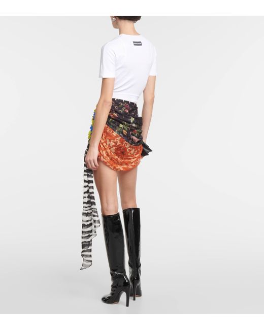 MARINE SERRE Multicolor Draped Silk Miniskirt