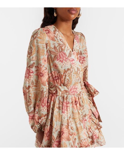 Zimmermann Pink Daylight Floral Cotton Wrap Dress