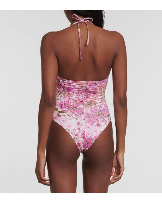 Giambattista Valli Pink Saint-remy Cutout Floral Swimsuit