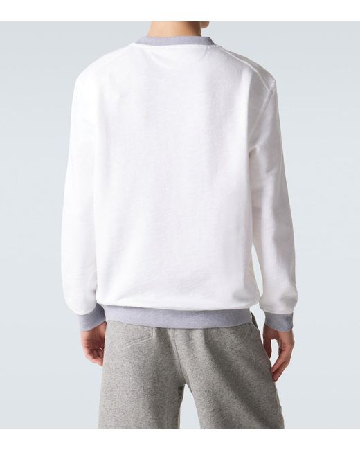 Brunello Cucinelli White Printed Cotton And Linen Sweatshirt for men