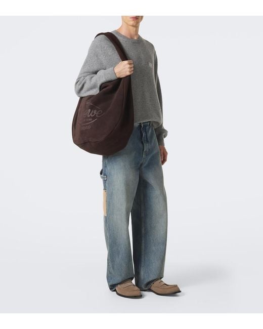 Loewe Brown Roomy Suede Shoulder Bag for men