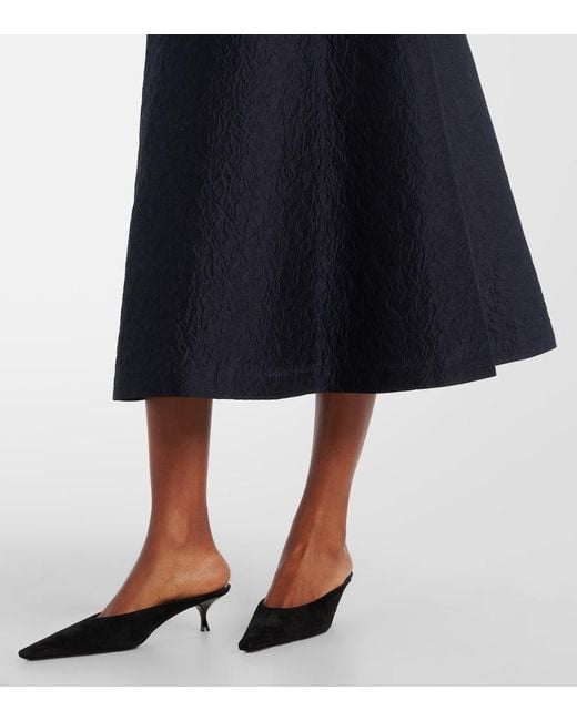 Max Mara Blue Lyon Cotton And Silk-Blend Cloque Midi Dress