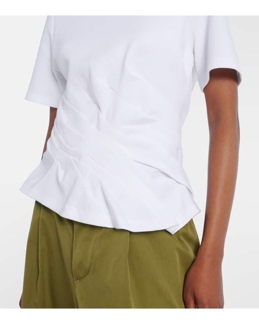 Loewe White Draped Cotton-Blend T-Shirt