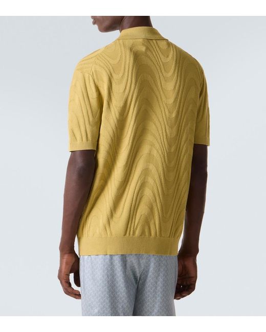 Frescobol Carioca Yellow Rino Cotton And Silk Jacquard Polo Shirt for men