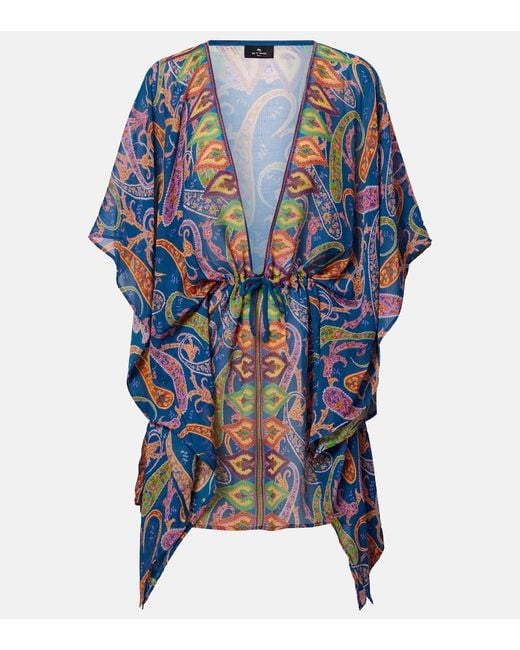 Etro Blue Paisley Beach Cover-Up