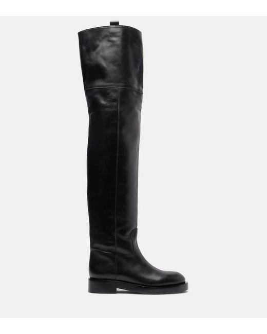 Paris Texas Black Leather Over-The-Knee Boots
