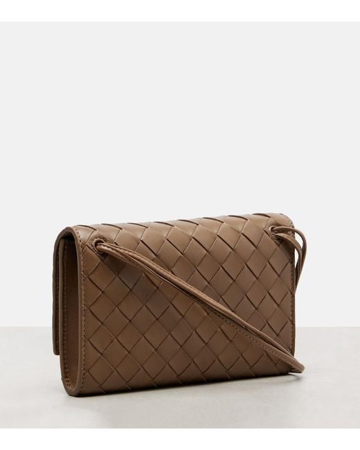 Bottega Veneta Brown Andiamo Intrecciato Leather Clutch