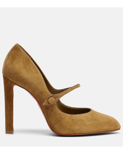 Christian Louboutin Brown Mary Fannylove 100 Suede Pumps