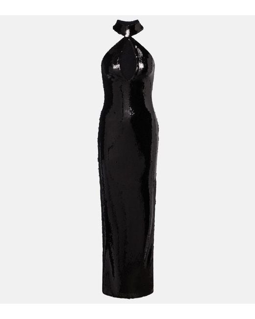 Rodarte Black Cutout Sequined Gown