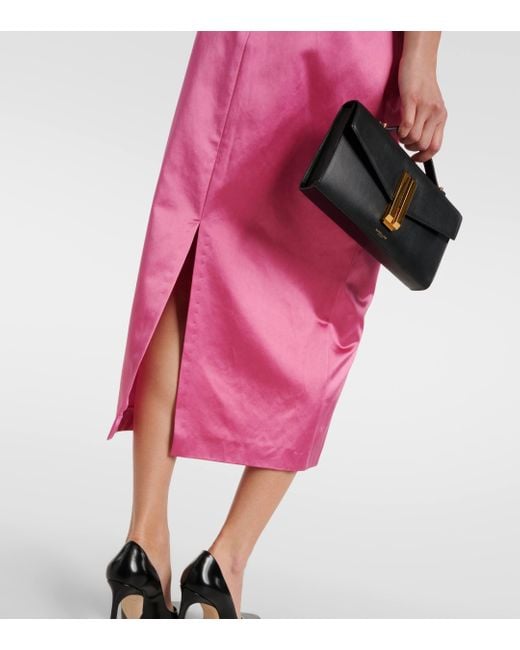 Carolina Herrera Pink Satin Midi Skirt